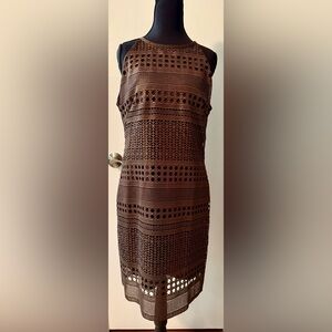 White House Black Market Brown/Copper Metallic Halter Dress